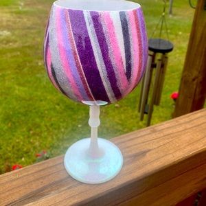 Striped glitter wine glass-NEW
